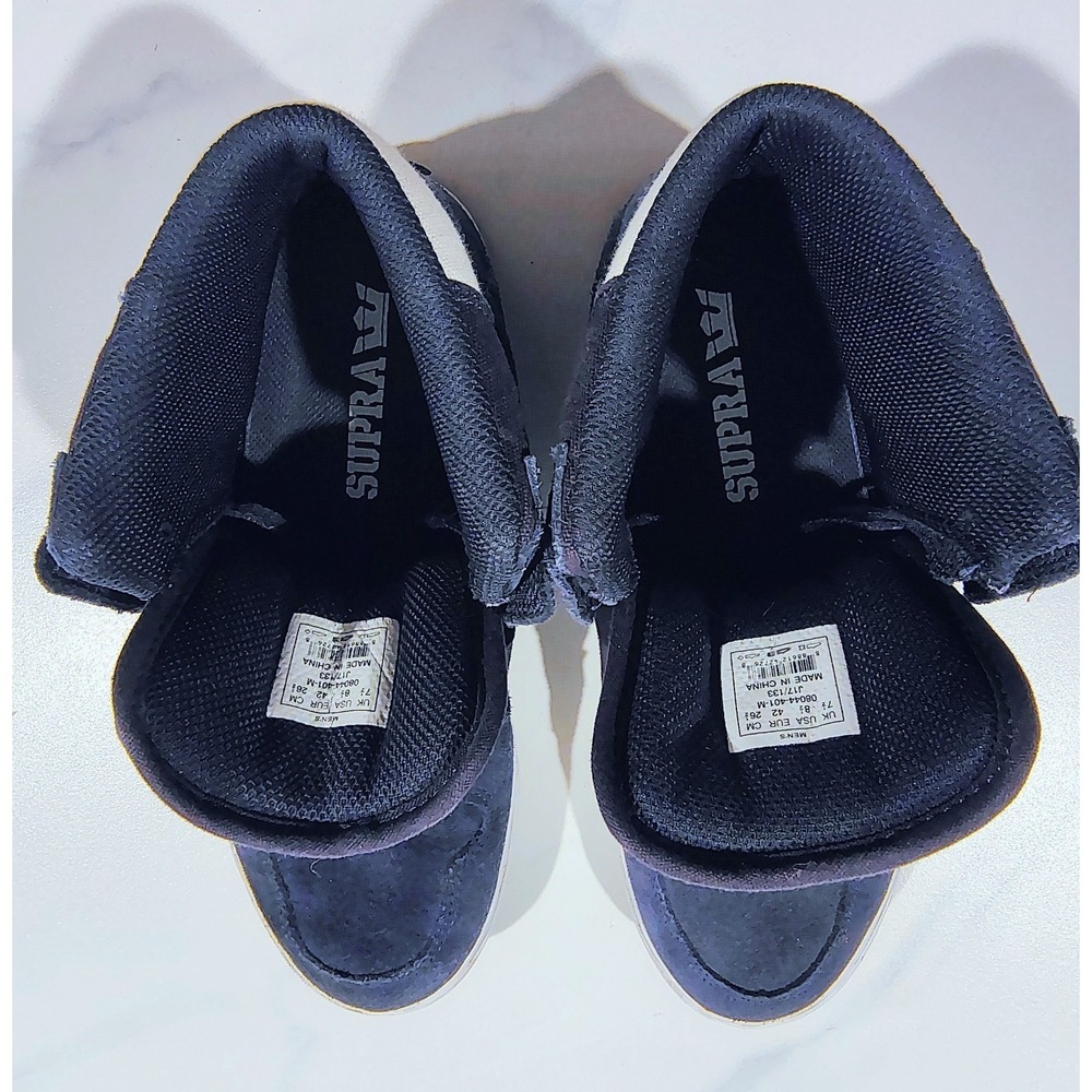 Supra Mens Vaider Skate Shoes Sneakers High Top Navy Suede Canvas 8.5 - Picture 7 of 10